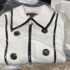 INC International Concepts Women's Black-Trimmed White Blazer